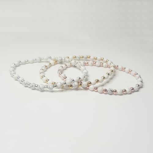 Howlite Dainty Bracelet - Rose Gold Plated