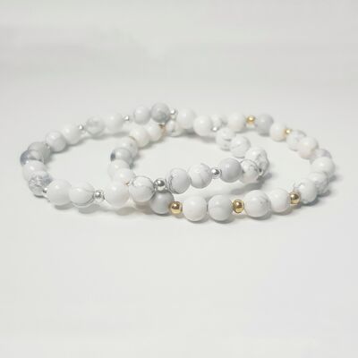 Bracelet Complet Howlite - Plaqué Or