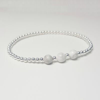 Bracciale Howlite Triplo Cristallo - Argento Sterling