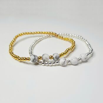 Bracelet Howlite Triple Cristal - Gold Filled 4