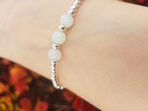 Jade Triple Crystal Bracelet - Sterling Silver