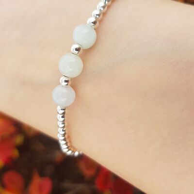 Bracciale in triplo cristallo di giada - placcato argento