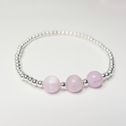 Kunzite Triple Crystal Bracelet - Silver Plated