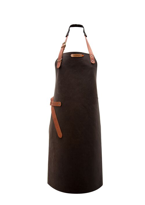 Xapron leather (BBQ) apron Utah (L, Choco)