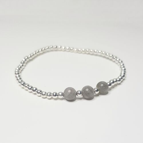 Labdadorite Triple Crystal Bracelet - Silver Plated