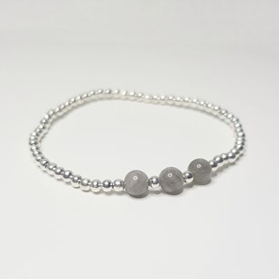 Pulsera Labdadorita Triple Cristal - Plateado