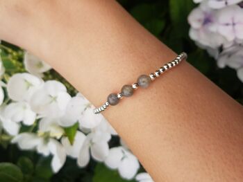 Bracelet Labdadorite Triple Cristal - Plaqué Argent 2