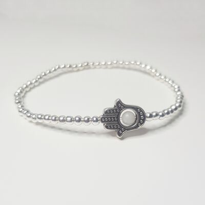 Bracciale a mano Hamsa in pietra di luna