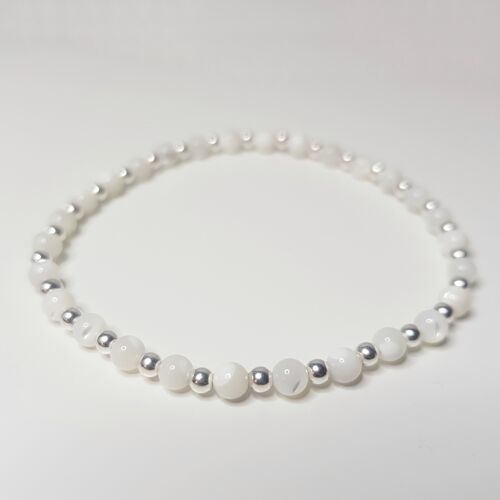 Mother of Pearl Silver Dainty Bracelet - Silver Plated
