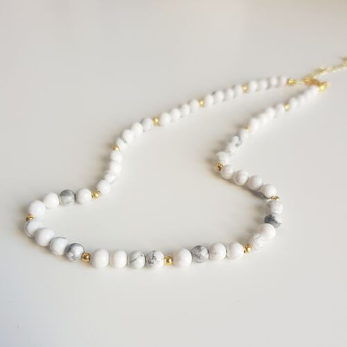 Howlite Full Neckalce - Silver Plated