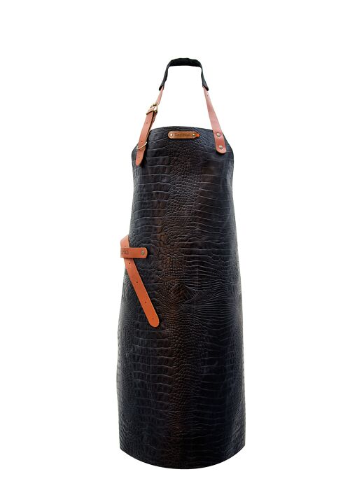 Xapron leather (BBQ) apron Caiman (XL, Black)