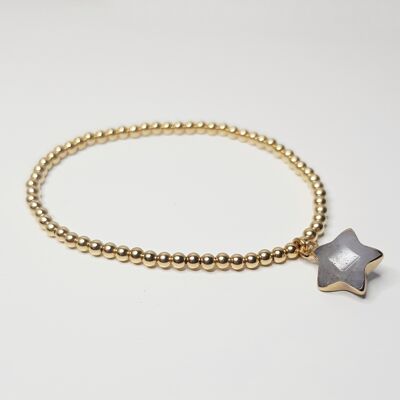 Bracelet à breloques étoile en labradorite - rempli d'or