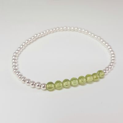 Brazalete de banda delicada de peridoto - Plata esterlina