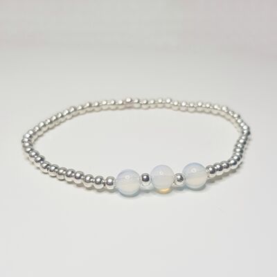 Opalite Triple Crystal Armband - Sterling Silber