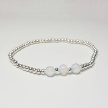 Bracelet Opalite Triple Cristal - Plaqué Argent 1