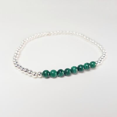 Bracciale a fascia delicata in malachite - placcato argento