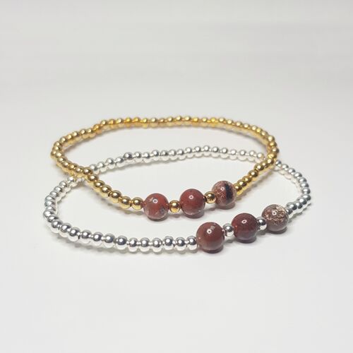 Poppy Jasper Triple Crystal Bracelet - Rose Gold Plated