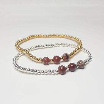 Bracelet Triple Cristal Poppy Jasper - Plaqué Or Rose 1