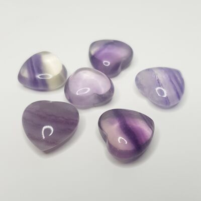 Corazón de cristal de fluorita púrpura
