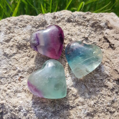 Rainbow Fluorite Crystal Heart - Two