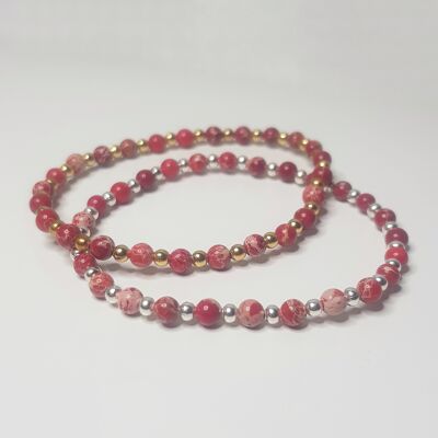 Bracelet Dainty Jaspe Rouge - Plaqué Or Rose