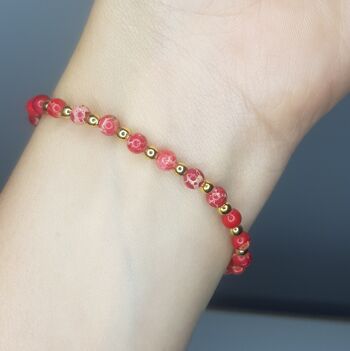 Bracelet Dainty Jaspe Rouge - Gold Filled 3