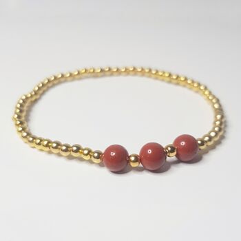 Bracelet Triple Cristal Jaspe Rouge - Gold Filled 2