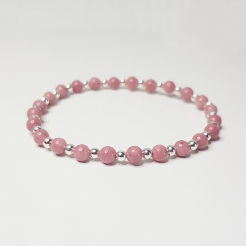 Rhodonite Dainty Bracelet - Silver Plated