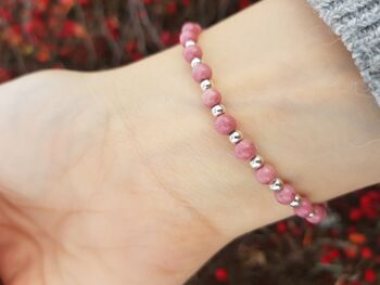 Bracelet Dainty Rhodonite - Plaqué argent 2