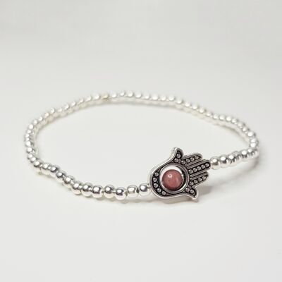 Pulsera Rodonita Mano Hamsa