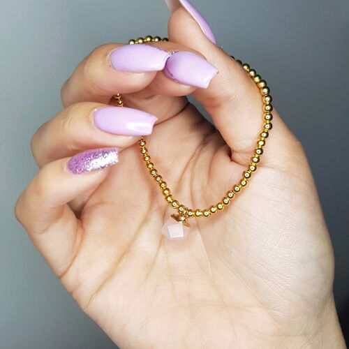 Rose Quartz Charm Bracelet - Gold Filled