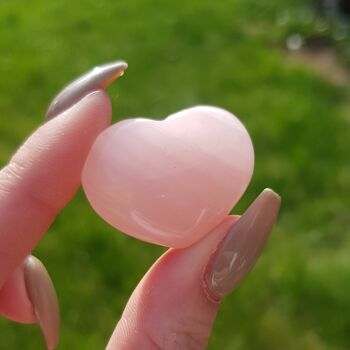 Coeur en cristal de quartz rose 1