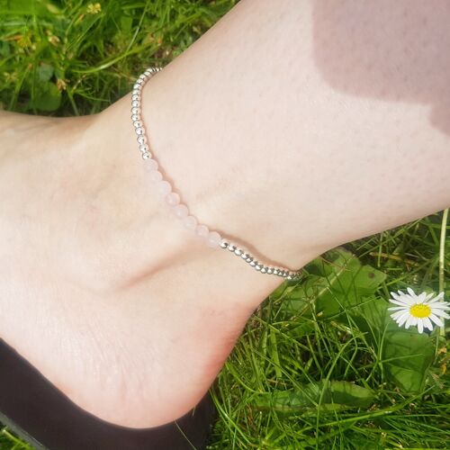 Rose Quartz Dainty Band Anklet - Gold Plated