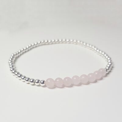 Rose Quartz Dainty Band Bracelet - Sterling Silver