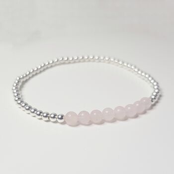 Bracelet délicat en quartz rose - Argent sterling 1