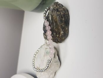Bracelet délicat en quartz rose - Argent sterling 4