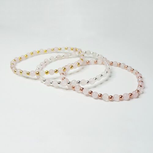 Rose Quartz Dainty Bracelet - Silver Plated