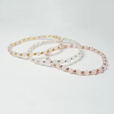 Pulsera Dainty de Cuarzo Rosa - Chapado en Oro