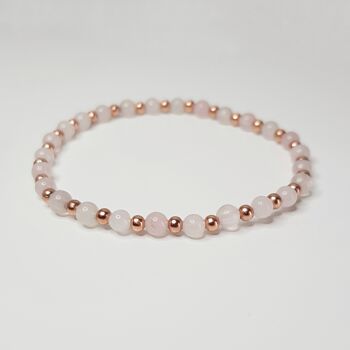 Bracelet Délicat Quartz Rose - Plaqué Or 4