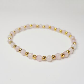 Bracelet Délicat Quartz Rose - Plaqué Or 5