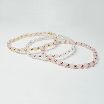 Bracelet Dainty Quartz Rose - Gold Filled 1