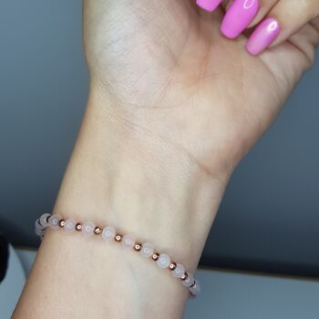 Bracelet Dainty Quartz Rose - Gold Filled 7