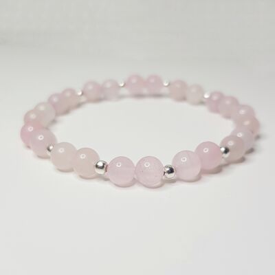 Bracciale completo in quarzo rosa - placcato argento