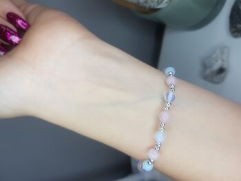 Bracelet Classique Quartz Rose & Opalite - Plaqué Argent 2