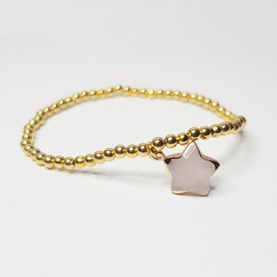 Pulsera con dije de estrella de cuarzo rosa - Relleno de oro