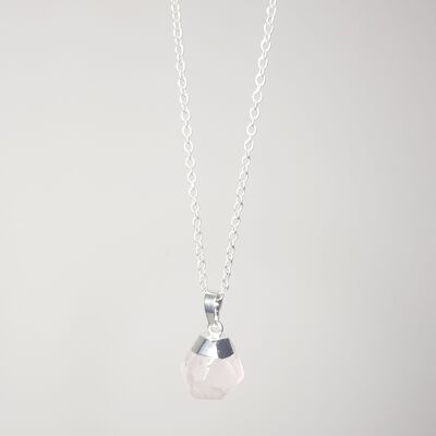 Rose Quartz Silver Topped Necklace