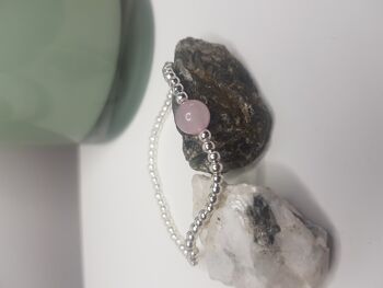 Ensemble de bracelets empilables en quartz rose - Argent sterling 3