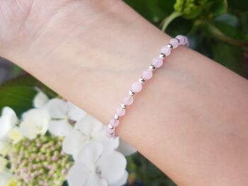 Ensemble de bracelets empilables en quartz rose - Argent sterling 4