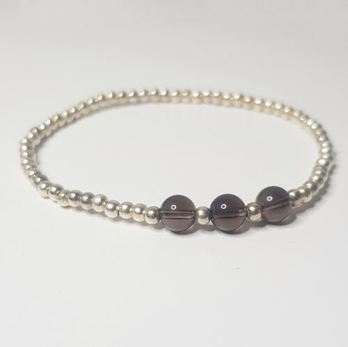 Smoky Quartz Triple Crystal Bracelet - Rose Gold Plated