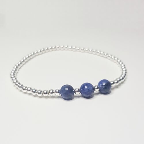 Sodalite Triple Crystal Bracelet - Sterling Silver